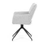 Židle jídelní, krémová látka, noha černý kov, otočný mechanismus 360°