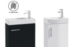 Erga Kim, závěsná WC skříňka 39x21x60 cm + keramické umyvadlo 40cm, bílá lesklá, ERG-207-D-04003+1406 ERG-207-D-04003-1406