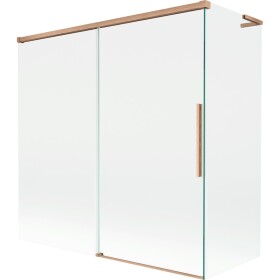MEXEN/S - Rox L vanová zástěna 2-křídlová posuvná 160 + 70 x 150, transparent, měď kartáčovaná 8C9L-160-070-65-00