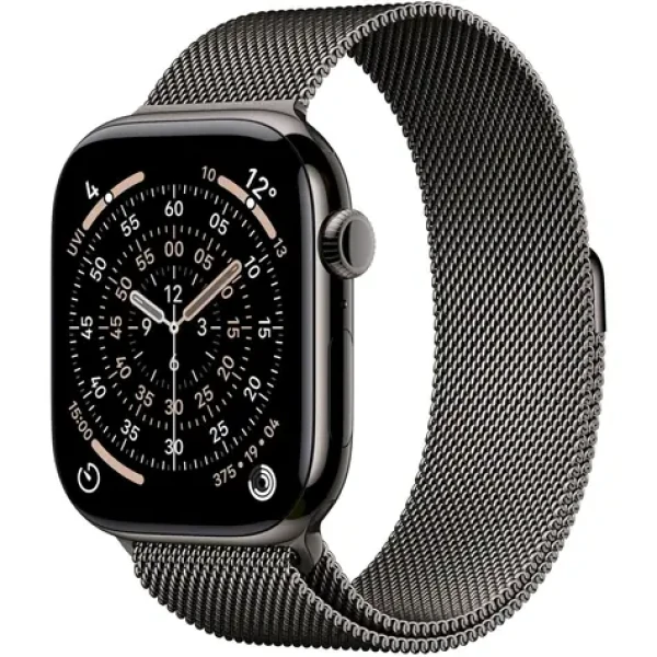 Apple Watch Series 11 GPS+Cellular 42mm Břidlicově šedé titanové tělo - Břidlicově šedý milánský tah / 130–180 mm (MF8U4MP/A)