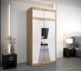 Šatní skříň Abi Ma s nástavcem Barva korpusu: Dub artisan, Rozměry: 120 cm, Dveře: Bílá