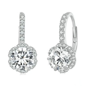Luxusní stříbrné náušnice Viviane 1 ct MOISSANITE + CERTIFIKÁT, Stříbrná certifikát GRA, hadřík na čištění stříbra, dárková krabička