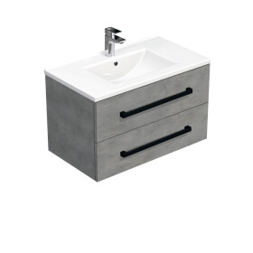 Koupelnová skříňka s černou úchytkou a umyvadlem SAT Cube Way 80x53x46 cm beton mat CUBE46C802BEMOD CUBE46C802BEMOD