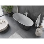 MEXEN/S - Olea volně stojící vana vzor 170 x 80, bílá/černá, sifon a přepad bílá 52821708075-20