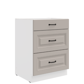 Spodní skříňka Stilo 60 D 3S BB - Premium Box Barva korpusu: Bílá, Barva dvířek: Clay Grey