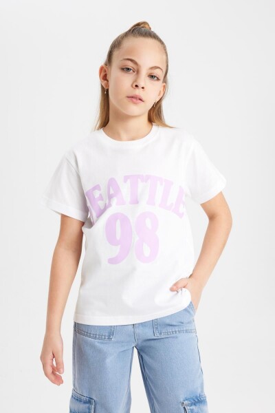 DEFACTO Girls Printed Short Sleeve T-Shirt