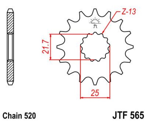 JT Sprockets Řetězové kolečko Yamaha YFZ 450 2004-2013 Počet zubů: zubů: