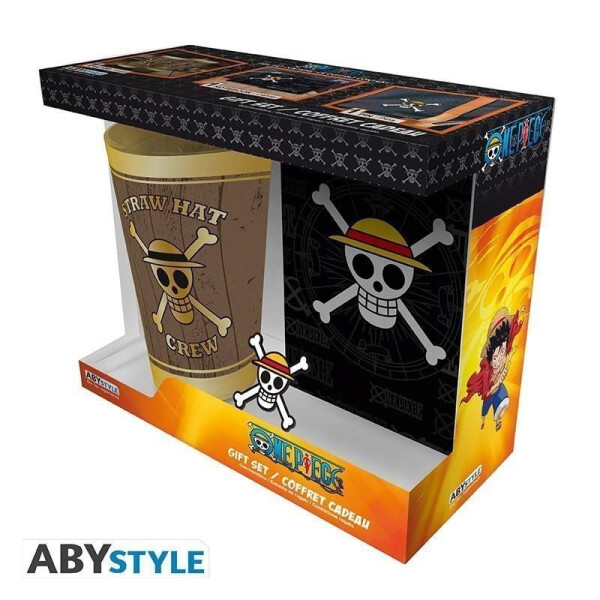 One Piece dárková sada (sklenice, zápisník, odznak)