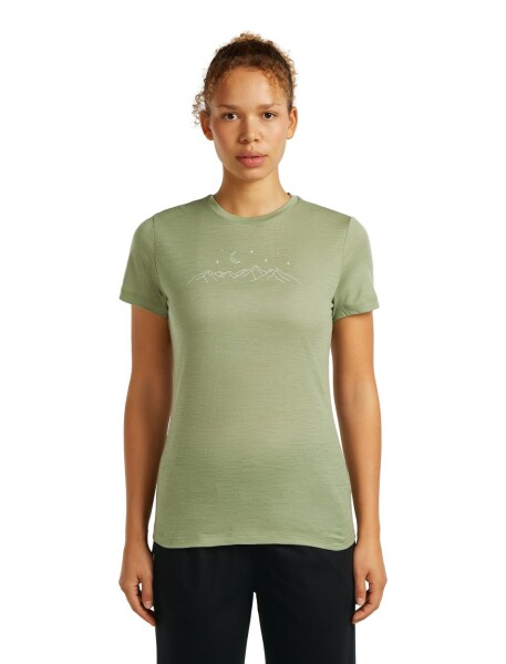 Dámské merino triko s krátkým rukávem ICEBREAKER Wmns 150 Tech Lite SS Tee Sparkling Stars, Lichen velikost: XS