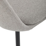 Židle jídelní, krémová látka, 360° otočný mechanismus, černý matný lak, kovové nohy