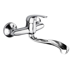 Mereo Dřezová nástěnná baterie, Lila, 100 mm, s ramínkem plochým vyhnutým 180 mm, chrom CBEE301A05