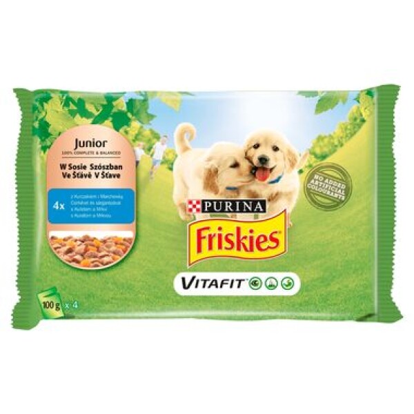 PURINA Friskies pes kapsa Junior KUŘECÍ / mrkev 4 x 100 g