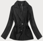 Krátký černý volný dámský kabát (2727) odcienie czerni