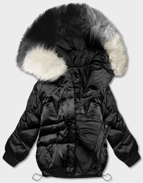 Černá krátká oversize bunda (H-1109-01) odstíny černé M (38)