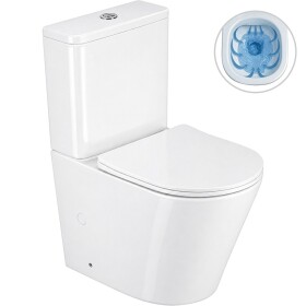CERANO - WC kombi Carlito, Rimless - bezokrajové splachování + Slim/SoftClose sedátko - spodní/zadní odpad - bílá lesklá - 61x36,5 CER-417383