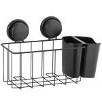 Erga Gavi, koupelnový koš na kosmetiku 30x12x19 cm na přísavky, černá matná, ERG-YKA-CH.GAVI-PP-KP-BLK