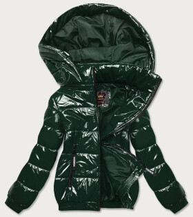 Lesklá zelená dámská bunda se stahovacím lemem (LD7250BIG) odstíny zelené 52