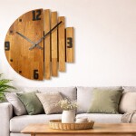 DumDekorace Designové dubové nástěnné hodiny ASYMETRIA s tichým chodem - 50 cm