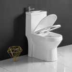 CERANO - WC kombi s umývátkem Hygisink, Rimless - bezokrajové splachování + UF sedátko - spodní/zadní odpad - bílá lesklá - 71,5x36 CER-664708