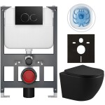 CERANO - Kompletní WC set Basic/Cesso - černá matná - WC tlačítko Dualo/Černá - závěsné - nízký modul - předstěnová instalace - 49x36 CER-8050BD86339