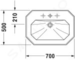 DURAVIT - 1930 Umyvadlo 700x500 mm, s přepadem, 1 otvor pro baterii, WonderGliss, bílá 04387000001