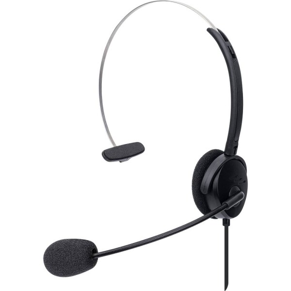 Manhattan Mono USB-Headset On-Ear kabelgebunden USB-A-Stecker Lautstärkeregelung schwarz Headset otevřená (On Ear) kabelová mono černá regulace hlasitosti,