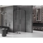 MEXEN/S - Velar L sprchový kout, posuvné dveře 110 x 110, transparent, černá 871-110-110-03-70