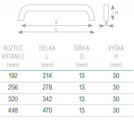Tulip Nábytková úchytka Umberto rozteč: 448mm nerez imitace (192372)