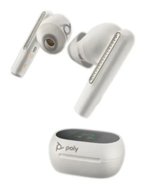 Poly Voyager Free 60+ UC Teams bílá / bezdrátová sluchátka do uší / mikrofon / BT 5.3 / USB-C / IP54 / ANC (216755-01)