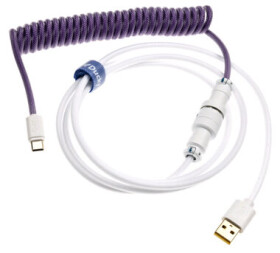 Ducky Premicord Creator USB-C na USB-A bílo-fialová / spirálovitý / 1.8m (DKCC-CTCNC1)
