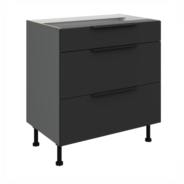 Spodní skříňka Aria ANT 80 D 3S BB - Premium Box Barva korpusu: Antracit, Barva dvířek: BL - Black AFM