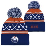 Outerstuff Dětská batolecí zimní čepice Edmonton Oilers NHL Face-Off Cuff Pom