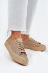 Vzorované dámské tenisky na platformě s pleteninou Lee Cooper LCW-25-08-3646L Khaki 37