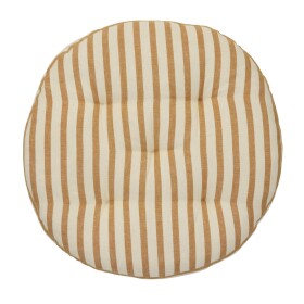 MADAM STOLTZ Kulatý sedák na židli Stripes Off white / Dark honey Ø 45 cm, hnědá barva, textil