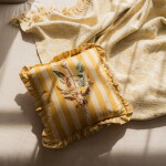 Bloomingville Dekorativní polštář s výšivkou Camila Yellow 35 × 35 cm, žlutá barva, textil