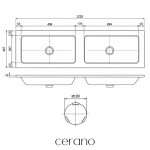 CERANO - Dvojumyvadlo z litého mramoru Amati - bez přepadu - bílá matná - 121x46,7 CER-796428
