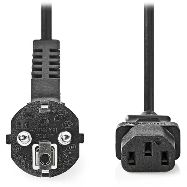 Nedis napájecí kabel IEC-320-C13 - Schuko úhlová zástrčka černá / Napájecí kabel / 230V / 10A / 3 m (CEGL10000BK30)
