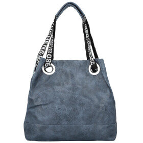 Módní dámská koženková kabelka na rameno Žanet, džínově modrá