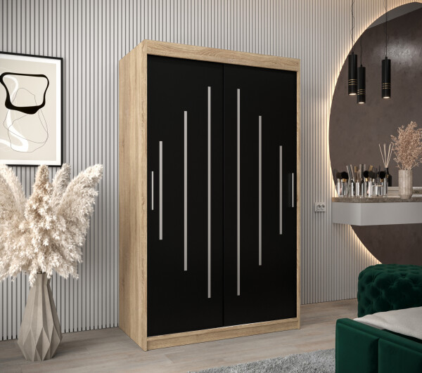 Šatní skříň Abi Y0 Barva korpusu: Dub Sonoma, Rozměry: 120 cm, Dveře: Černá