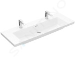 VILLEROY & BOCH - Subway 3.0 Dvojumyvadlo 1300x475 mm, s přepadem, otvory pro baterie, CeramicPlus, Stone White 4A70D4RW