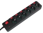 LogiLink LPS233 černá / Prodlužovací kabel / 6x zásuvka / 1,5 m / 230V-16A / LED kontrolka (LPS233)