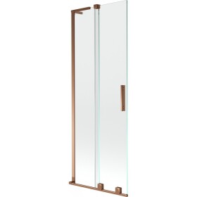 MEXEN/S - Velar L dvoukřídlá posuvná vanová zástěna 75 x 150, transparent, růžové zlato 896-075-003-01-60