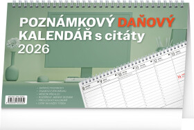 Kalendář 2026 stolní: Poznámkový daňový s citáty, 25 x 14,5 cm