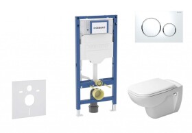 GEBERIT - Duofix Set předstěnové instalace, klozetu D-Code a sedátka softclose, tlačítko Sigma20, bílá/lesklý chrom SANI11CP3103