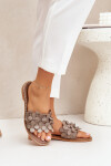 Dámské pantofle na plochém podpatku 40381 Taupe - Zazoo taupe 39