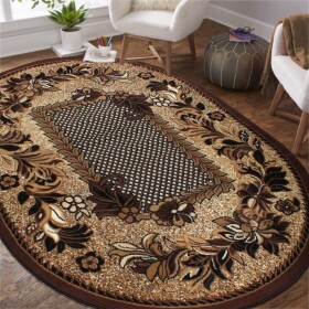 DumDekorace Oválný vintage koberec elegantní hnědé barvy Šířka: 80 cm | Délka: 150 cm