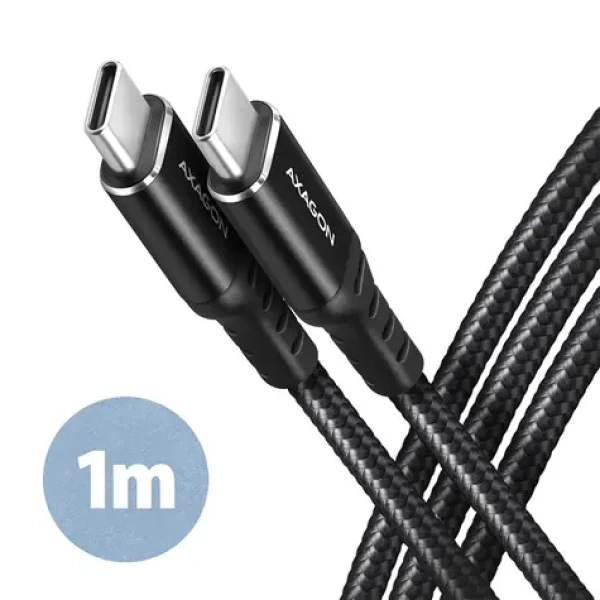 Axagon BUCM-CM10AB HQ USB-C USB-C, USB 2.0, PD 60W 3A, ALU, oplet, 1m, černý