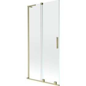 MEXEN/S - Velar L dvoukřídlá posuvná vanová zástěna 90 x 150, transparent, zlatá kartáčovaná 896-090-003-01-55