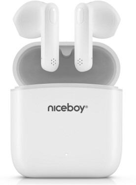 Niceboy HIVE Beans bílá / TWS bezdrátová sluchátka / Bluetooth 5.0 / IPX4 / Handsfree / Nabíjecí pouzdro (hive-beans-white)