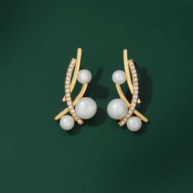 Náušnice s perlami Georgette, Zlatá Bílá